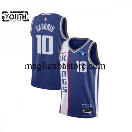 Maglia NBA Sacramento Kings Domantas Sabonis 10 2023-2024 Nike City Edition Blu Swingman - Bambino